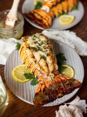 Lemon Garlic Broiled Lobster Tails