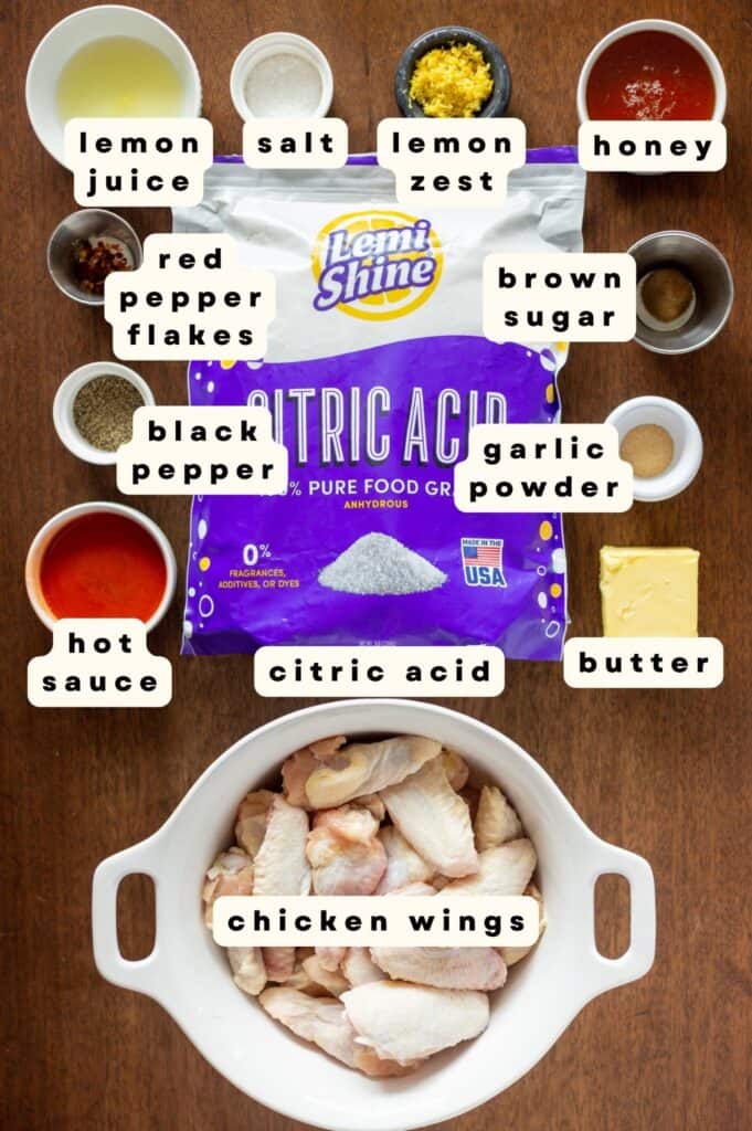 Chicken wing ingredients labeled