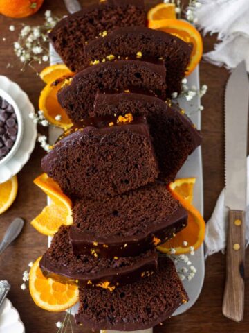Platter Of chocolate orange loaf cake