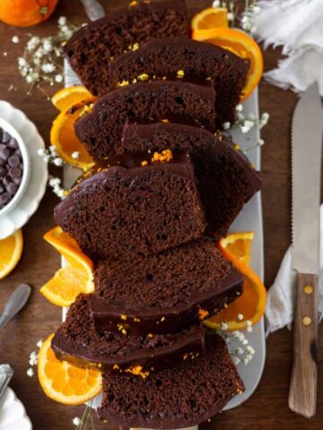 Platter Of chocolate orange loaf cake