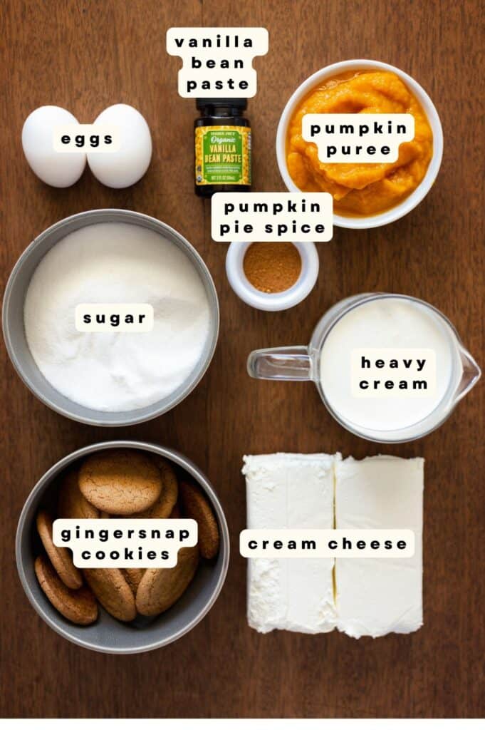 labeled pumpkin cheesecake ice cream ingredients