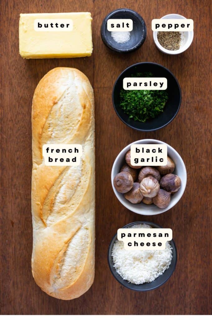 ingredients for black garlic bread