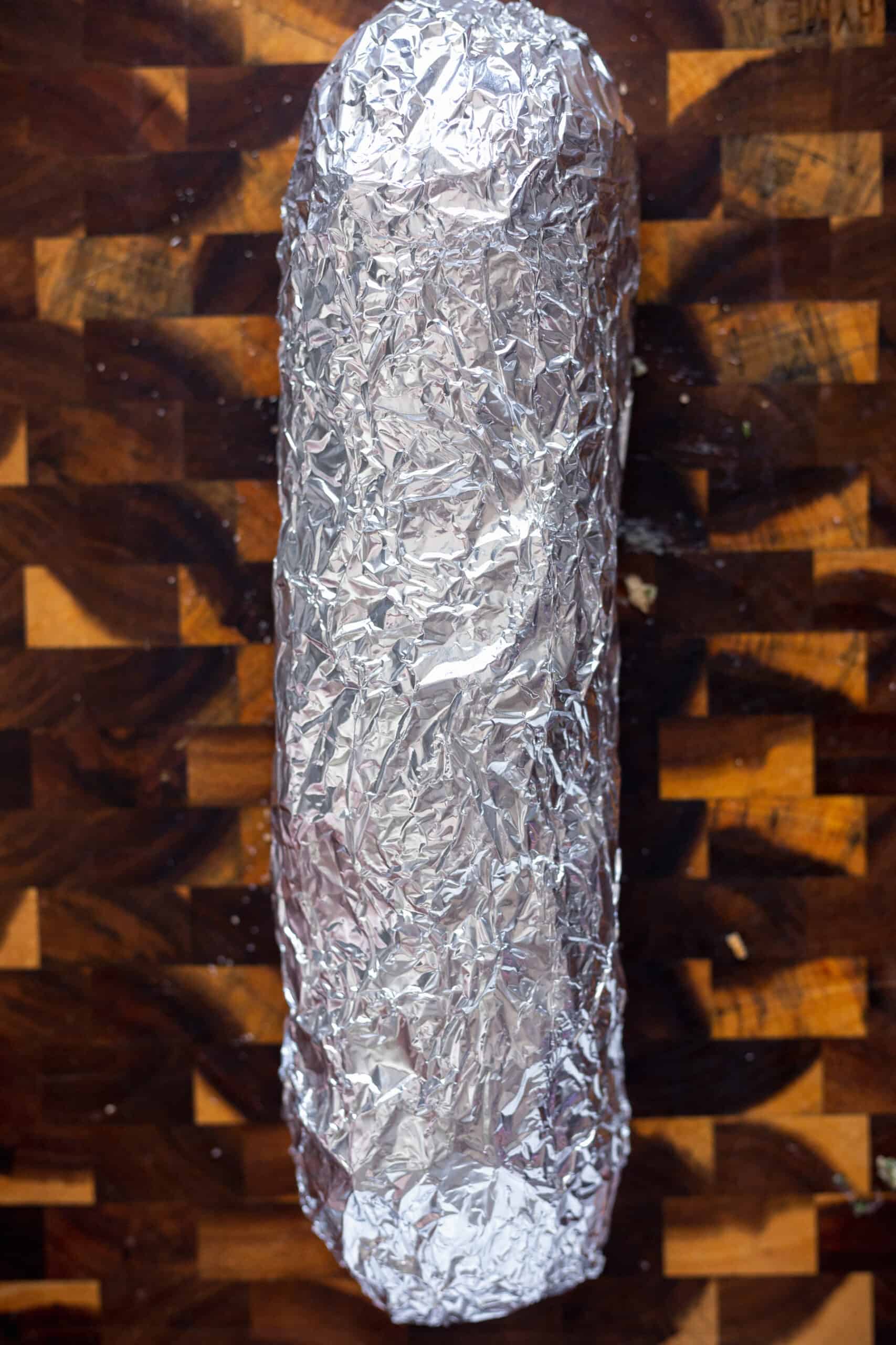 garlic bread wrapped in aluminum foil
