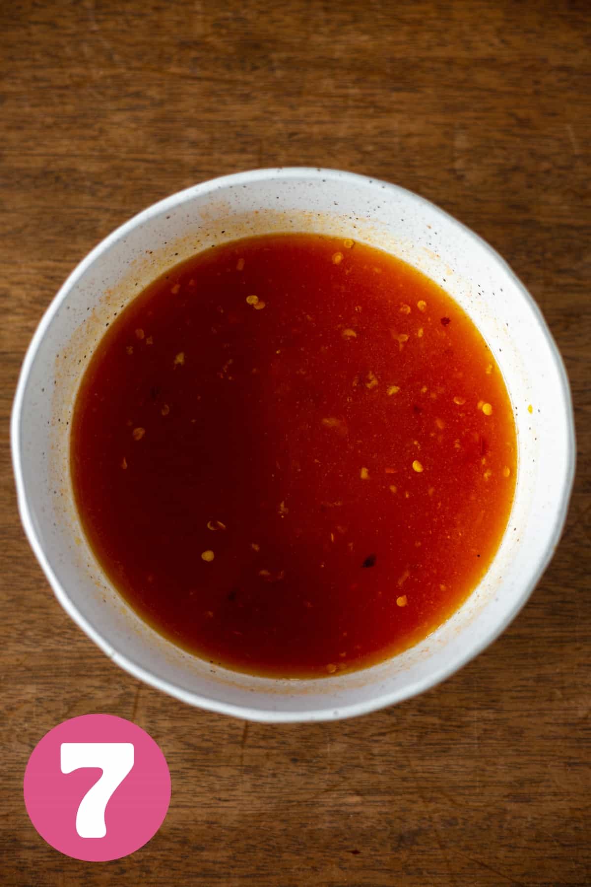 hot honey lemon pepper sauce combined in a bowl labeled step 7