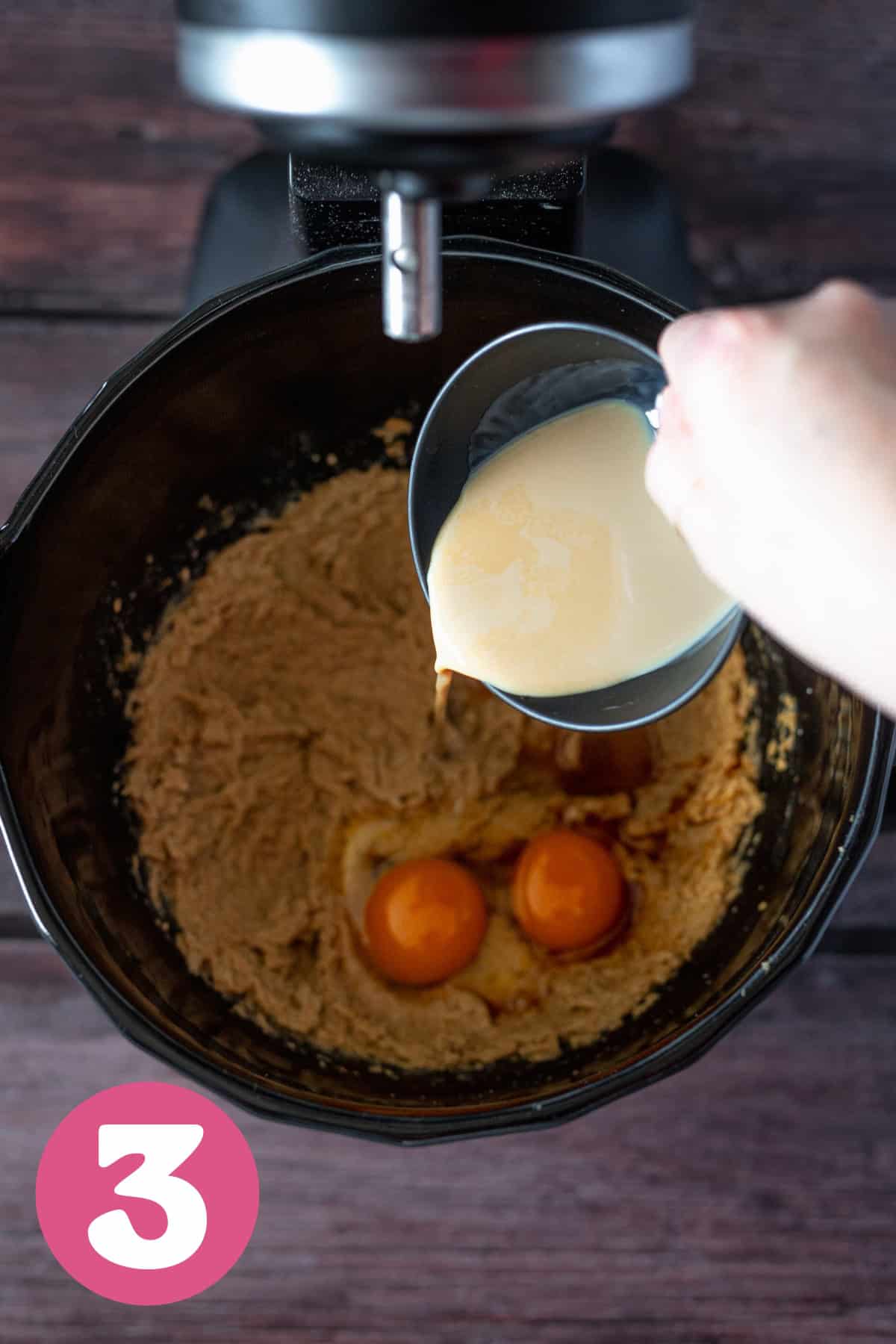 Wet ingredients in a bowl for cookie dough